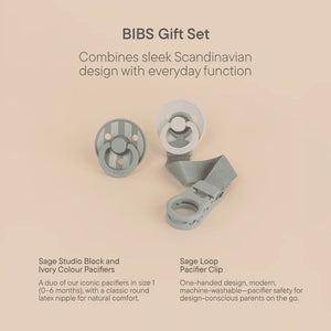 Colour Dummy & Loop Clip Gift Set - Sage - Bibs Denmark