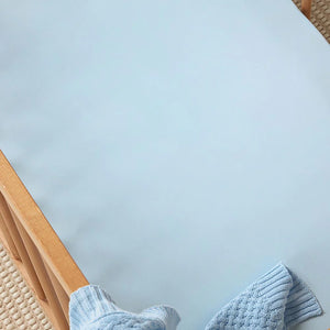 Baby Blue Organic Fitted Cot Sheet - Snuggle Hunny