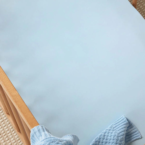 Baby Blue Organic Fitted Cot Sheet - Snuggle Hunny