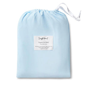 Baby Blue Organic Fitted Cot Sheet - Snuggle Hunny
