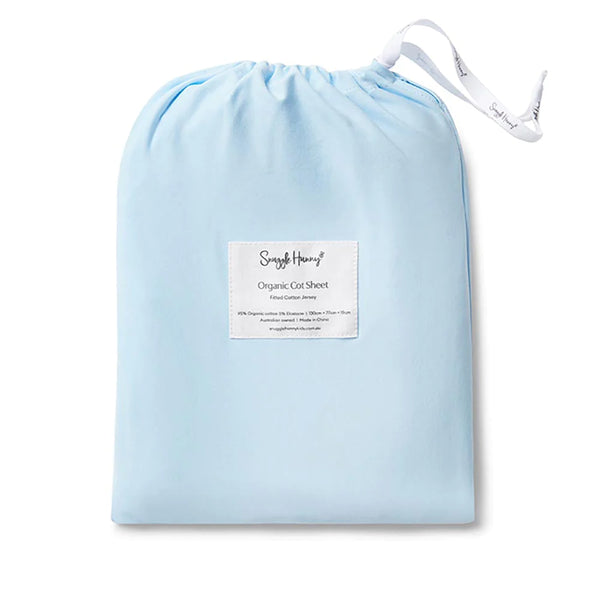Baby Blue Organic Fitted Cot Sheet - Snuggle Hunny