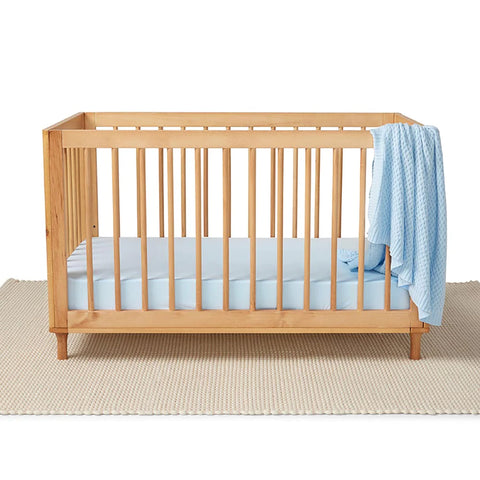 Baby Blue Organic Fitted Cot Sheet - Snuggle Hunny
