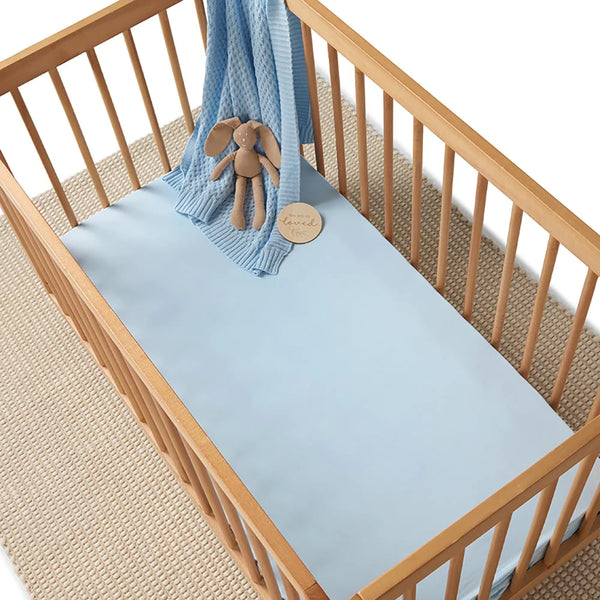 Baby Blue Organic Fitted Cot Sheet - Snuggle Hunny