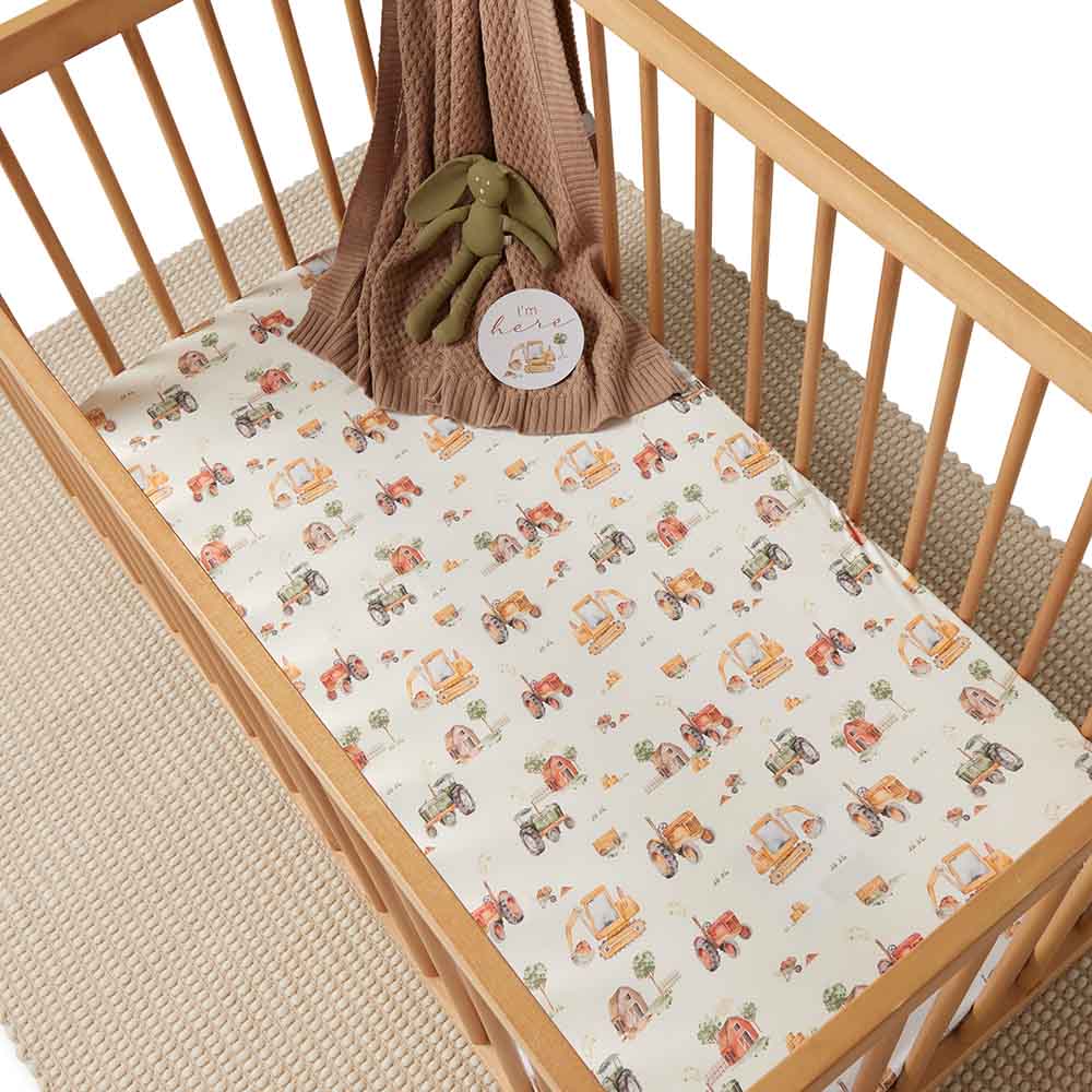 Diggers Organic Fitted Cot Sheet - Snuggle Hunny