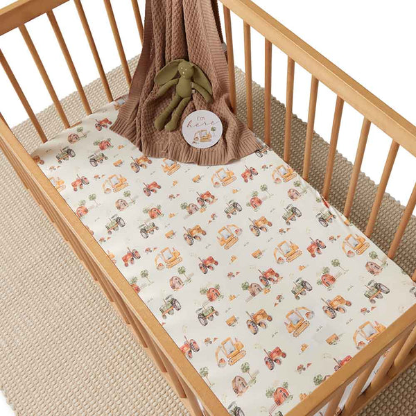 Diggers Organic Fitted Cot Sheet - Snuggle Hunny