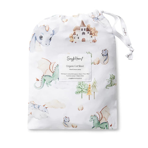 Dragon Organic Fitted Cot Sheet - Snuggle Hunny