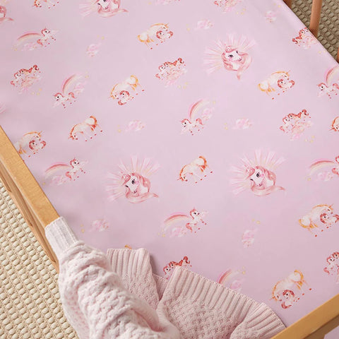 Unicorn Organic Fitted Cot Sheet - Snuggle Hunny