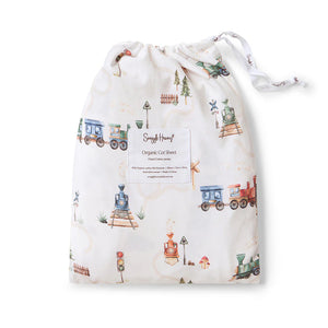 Trains Organic Fitted Cot Sheet - Snuggle Hunny