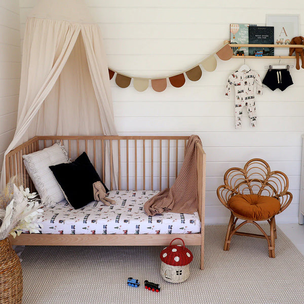 Trains Organic Fitted Cot Sheet - Snuggle Hunny