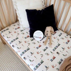 Trains Organic Fitted Cot Sheet - Snuggle Hunny
