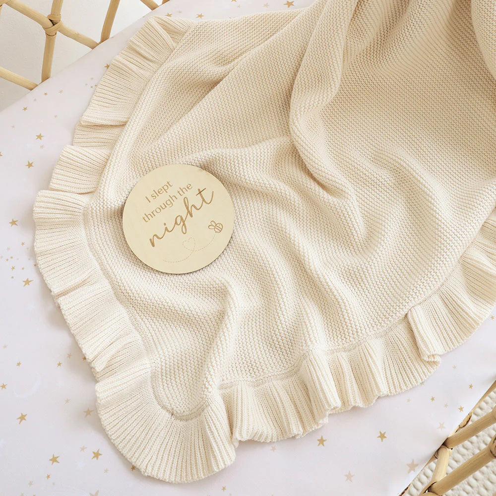 Cream Ruffle Knit Organic Baby Blanket - Snuggle Hunny