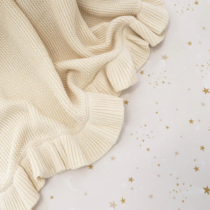 Cream Ruffle Knit Organic Baby Blanket - Snuggle Hunny