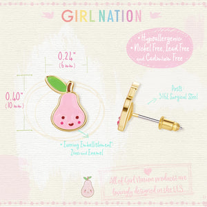 Pink Pear Cutie Stud Earrings - Girl Nation