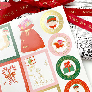 Christmas Gift Tag Sticker Sheets - Set of 36 Sticker - Black Bow Studio