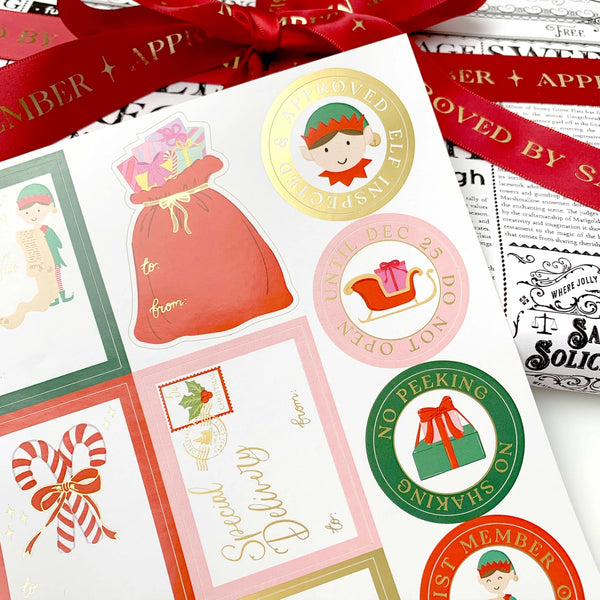 Christmas Gift Tag Sticker Sheets - Set of 36 Sticker - Black Bow Studio
