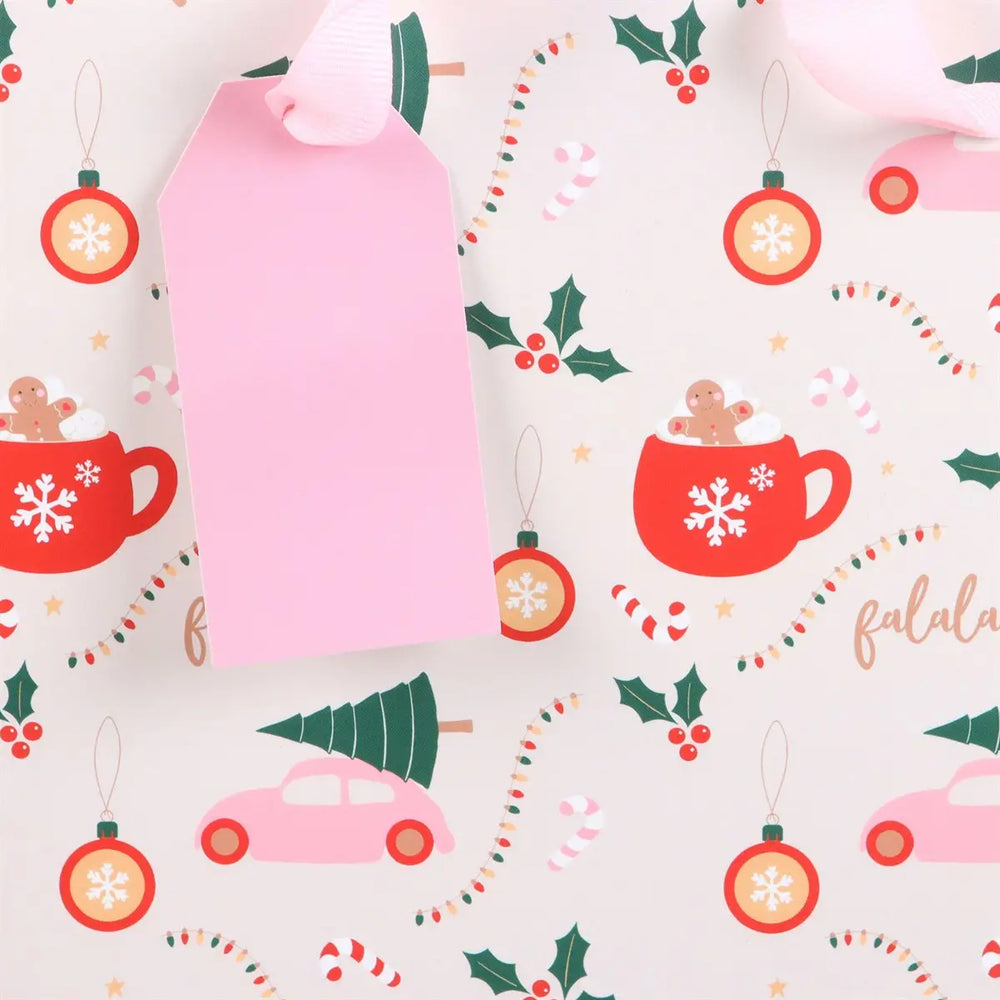 Christmas Print Gift Bag - Pink Cars - Wonder Imports