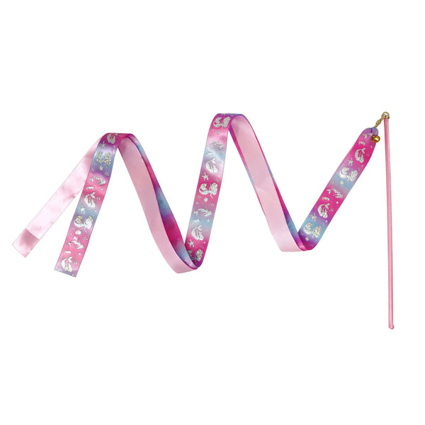 Enchanted Mermaid Ribbon Wand - Pink Poppy