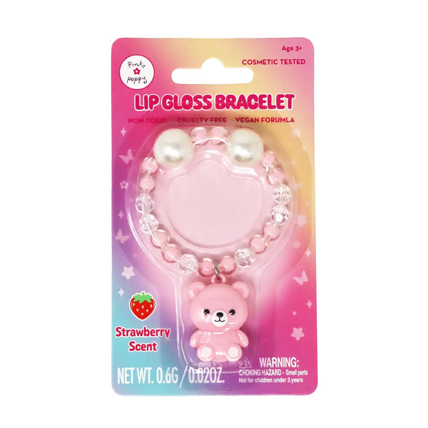 Lip Gloss Bracelet Bear - Pink Poppy