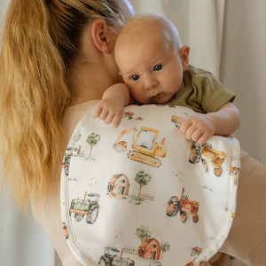 Diggers & Tractors Organic Cotton Burp Cloth - Snuggle Hunny