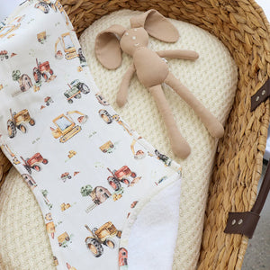 Diggers & Tractors Organic Cotton Burp Cloth - Snuggle Hunny