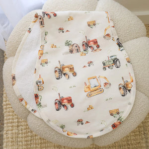 Diggers & Tractors Organic Cotton Burp Cloth - Snuggle Hunny