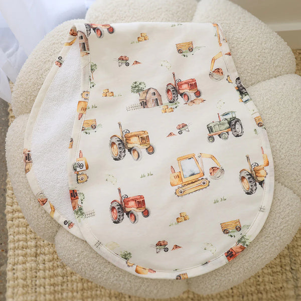 Diggers & Tractors Organic Cotton Burp Cloth - Snuggle Hunny
