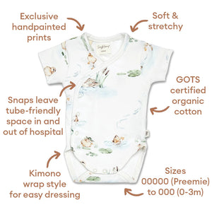 Duck Pond Short Sleeve Organic Kimono Bodysuit - Snuggle Hunny