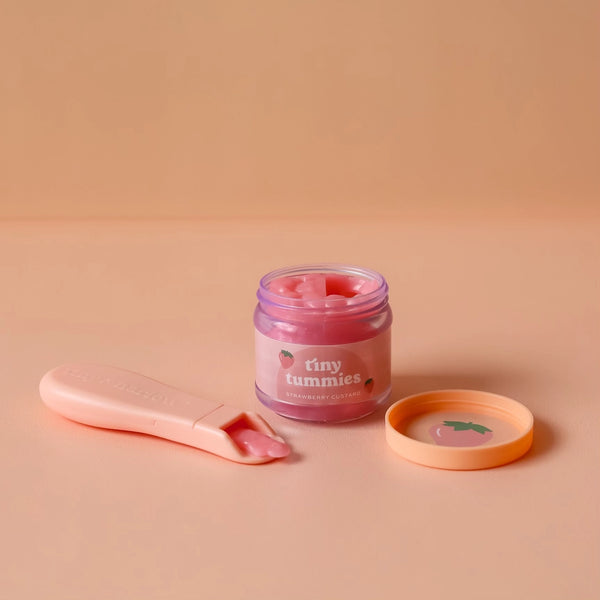 Tiny Tummies Strawberry Custard Food Jar and Spoon Set - Tiny Harlow