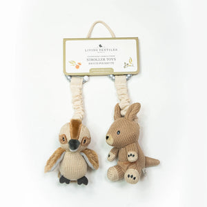 2pk Stroller Toy - Kangaroo & Kookaburra - Living Textiles