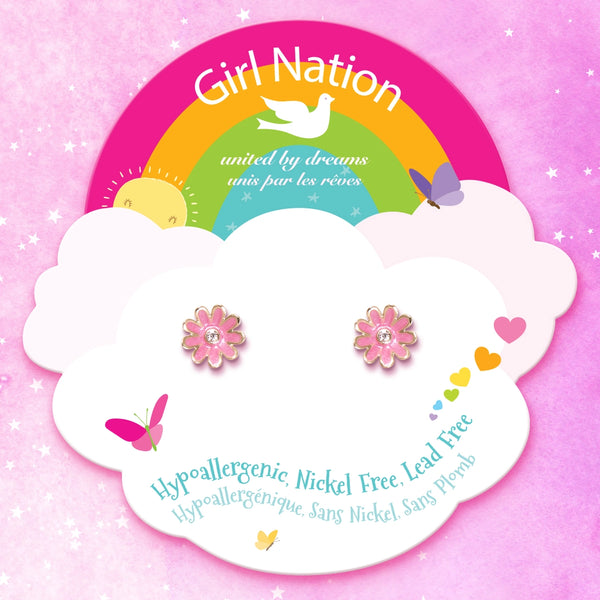 Pink Daisy Cutie Stud Earrings - Girl Nation