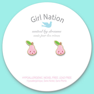 Pink Pear Cutie Stud Earrings - Girl Nation