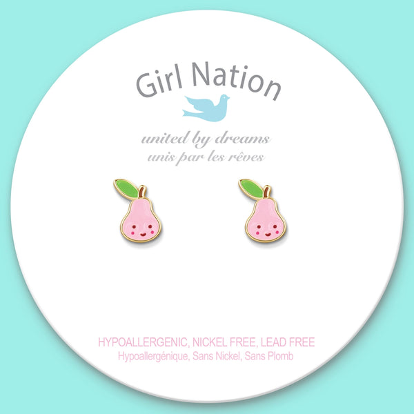 Pink Pear Cutie Stud Earrings - Girl Nation