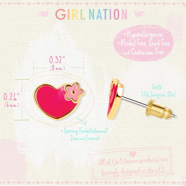 Hearts and Flowers Cutie Stud Earrings - Girl Nation