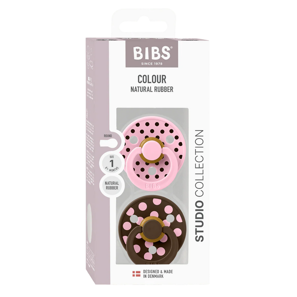 Bibs Dummies - Studio Polka Pink / Mocha - Size One - Bibs Denmark