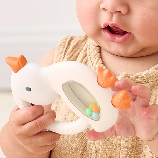 Bitzy Shake - Silicone Teether with Rattle - Goose - Itzy Ritzy