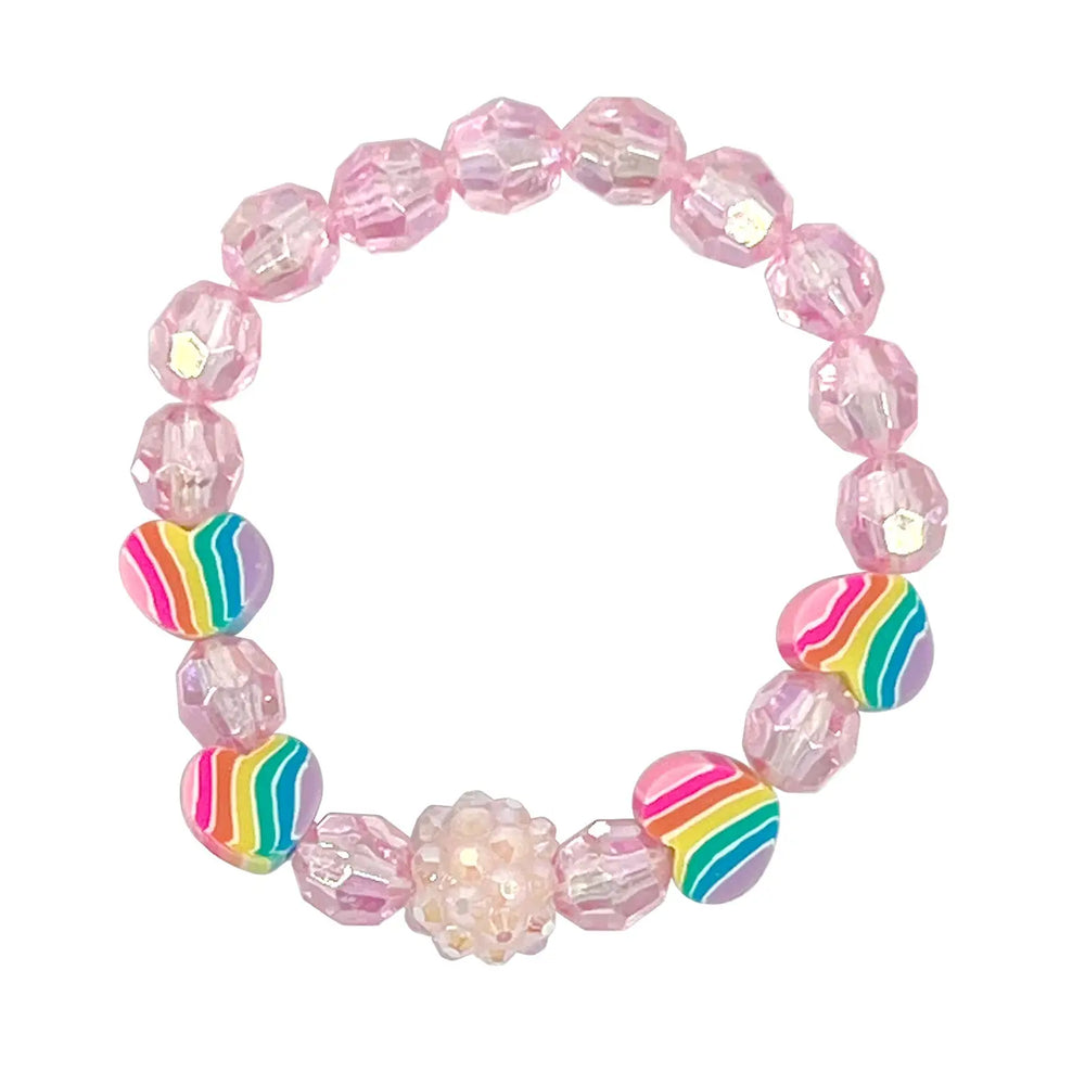 Rainbow Love Heart Bracelet  - Pink Poppy