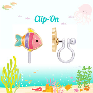 Clip On Cutie Earrings | Glitter Rainbow Fish - Girl Nation