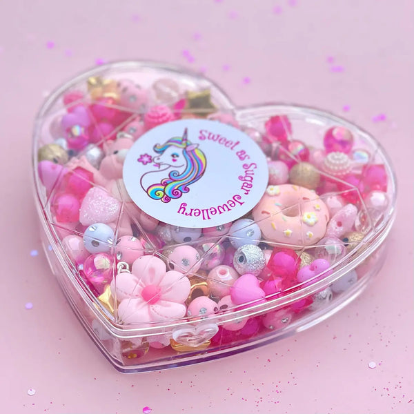 Jewellery Making Kit Pink Heart Shape - Sweet as Sugar Jewellery
