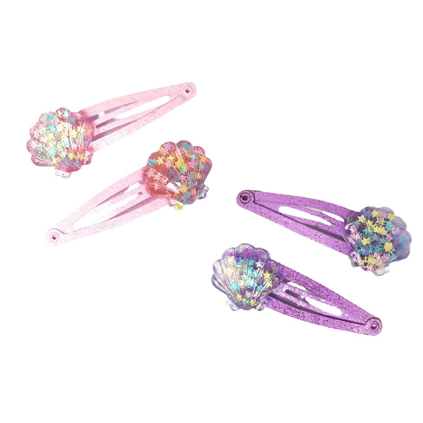 Mermaid Glitter Shell Hair Clips - Pink Poppy