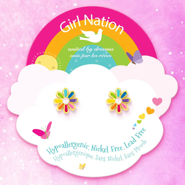 Rainbow Daisy Cutie Stud Earrings - Girl Nation