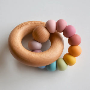 Vintage Rainbow Silicone & Beech Wood Teether - Bella Zailea