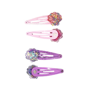 Mermaid Glitter Shell Hair Clips - Pink Poppy