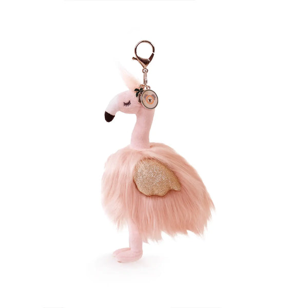 Gloria Flamingo Bag Charm (Vegan Angora) 7"/ 18 cm - OB Designs