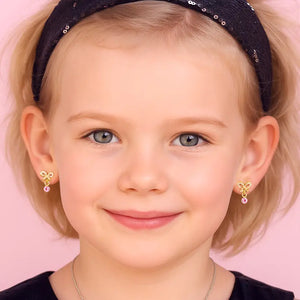 Little Luxe Drop Earrings | Crystal Bow with Cz - Girl Nation