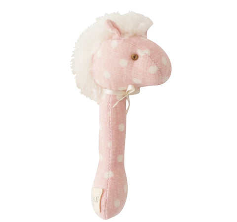 Horse Stick Rattle Pink & White - Alimrose