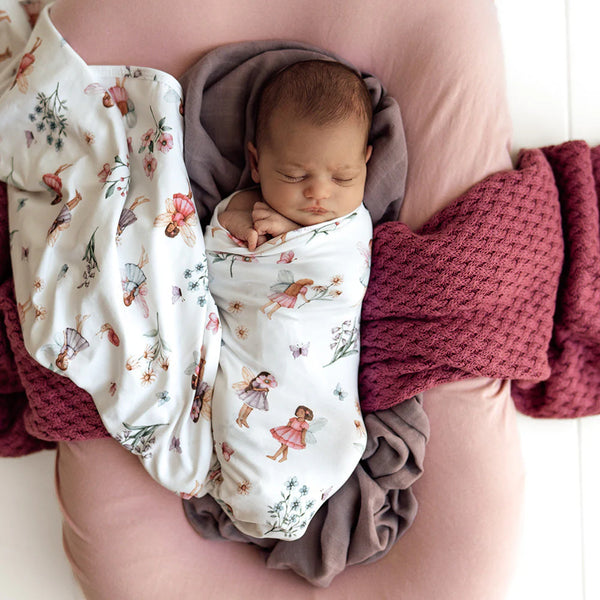 Fairy Garden Organic Jersey Wrap & Topknot Set - Snuggle Hunny