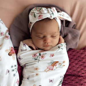 Fairy Garden Organic Jersey Wrap & Topknot Set - Snuggle Hunny