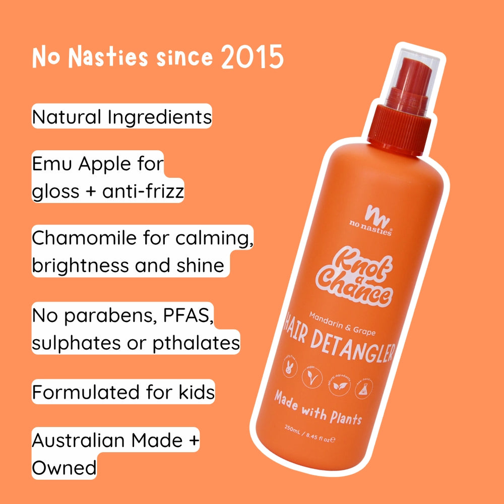 Natural Plant Based Hair Detangler in Mandarin and Grape - No Nasties