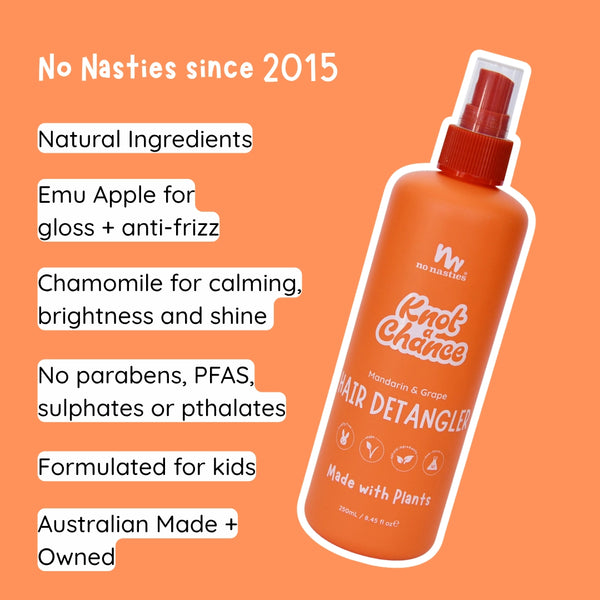 Natural Plant Based Hair Detangler in Mandarin and Grape - No Nasties