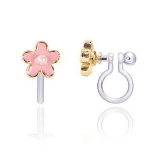 Clip On Cutie Earrings- Pink Fancy Flower - Girl Nation